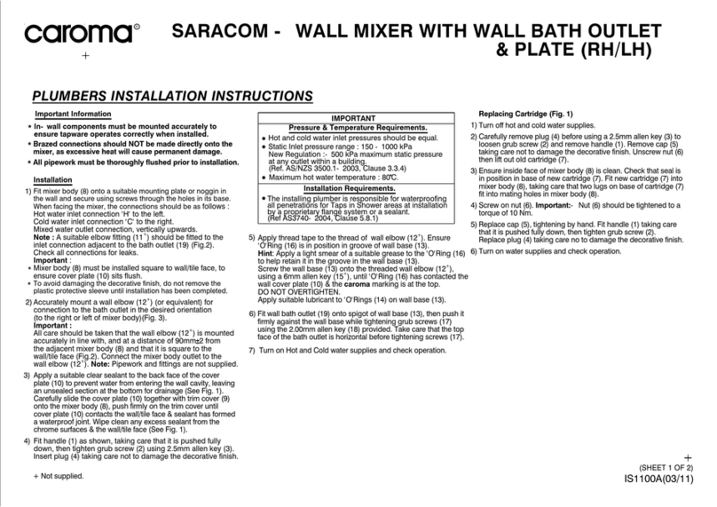 Caroma SARACOM Plumbers Installation Instructions Caroma SARACOM Plumbers Installation Instructions