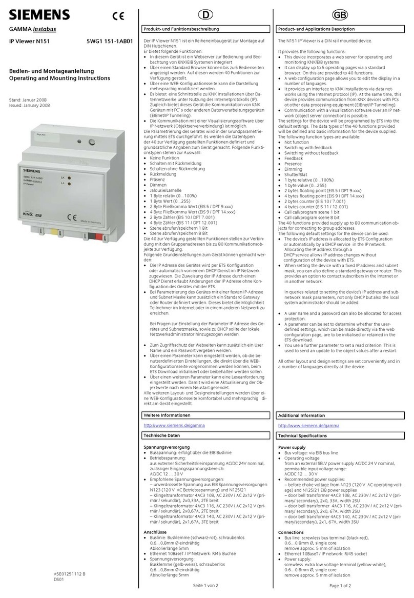 Siemens IP Viewer N151 Operating and mounting instructions