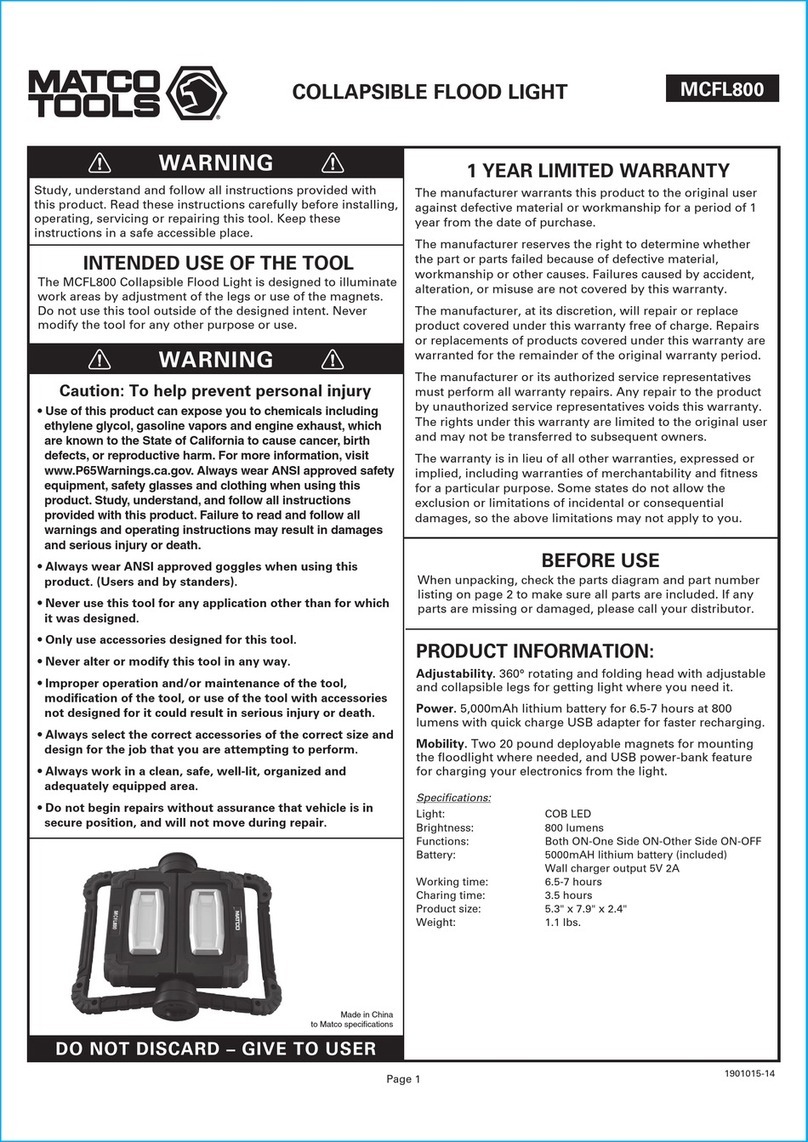 Matco Tools MCFL800 quick start guide