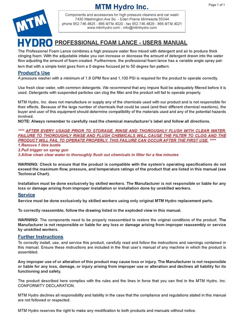 MTM HYDRO Professional Foam Lance User manual
