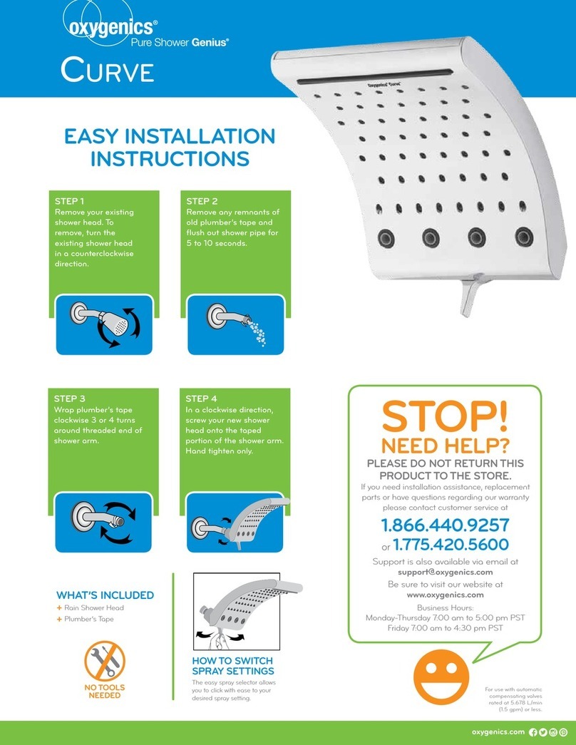Oxygenics CURVE Easy installation instructions Oxygenics CURVE Easy installation instructions