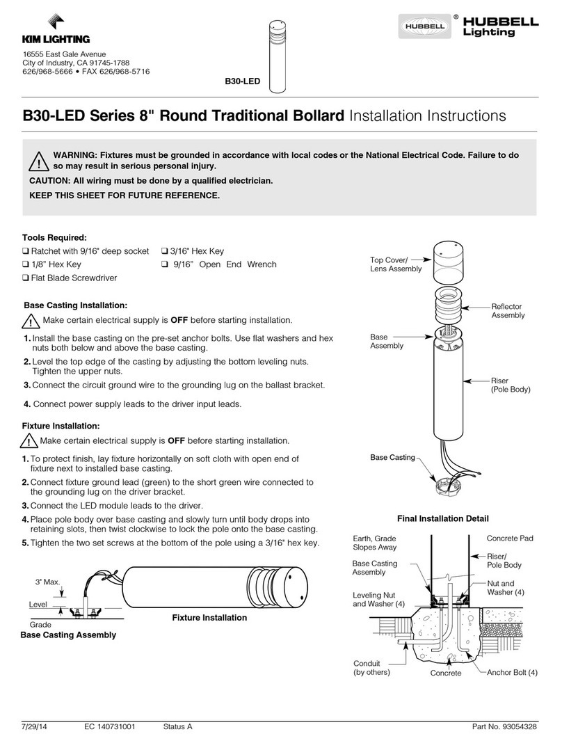 HUBBELL LIGHTING Kim Lighting B30-LED Series installation instructions HUBBELL LIGHTING Kim Lighting B30-LED Series installation instructions