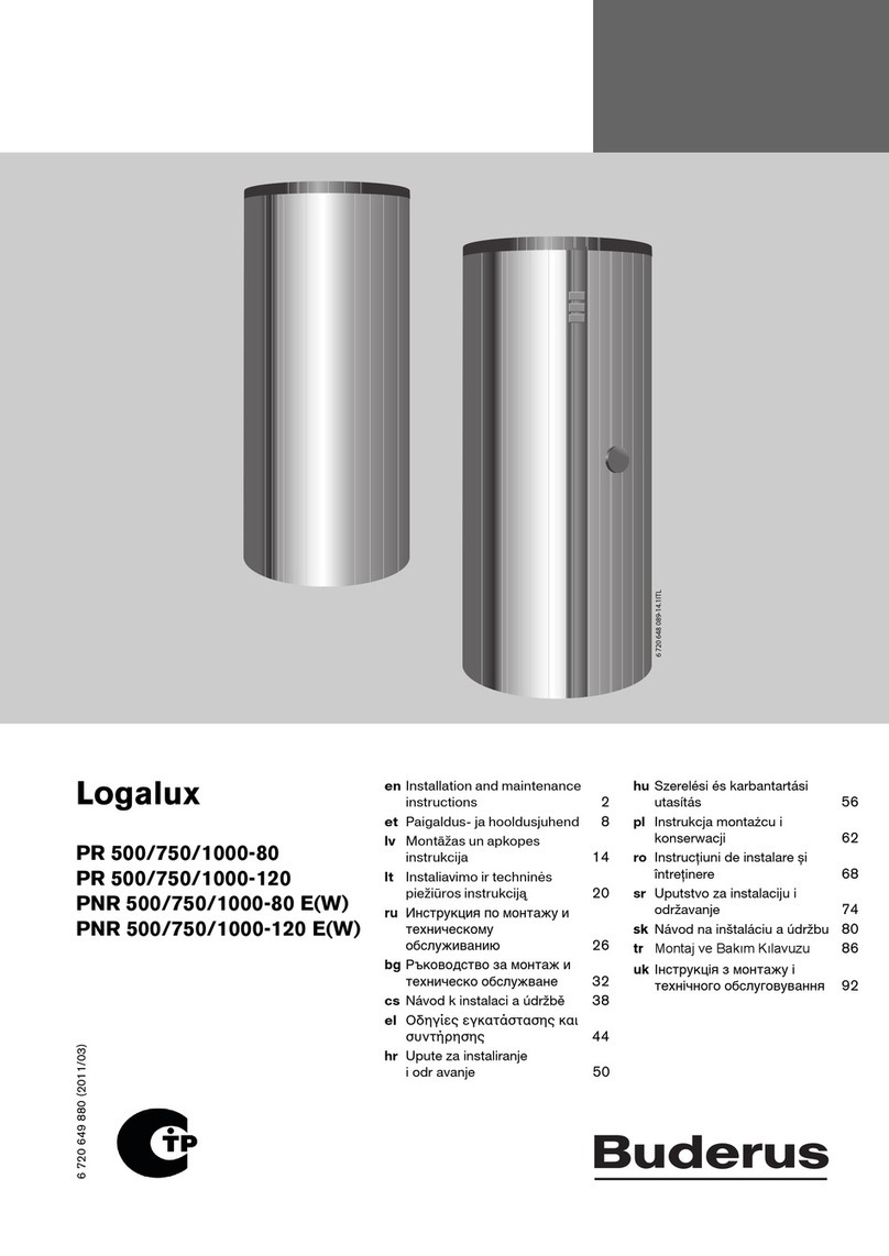 Buderus Logalux PR 500-80 Installation and maintenance instructions
