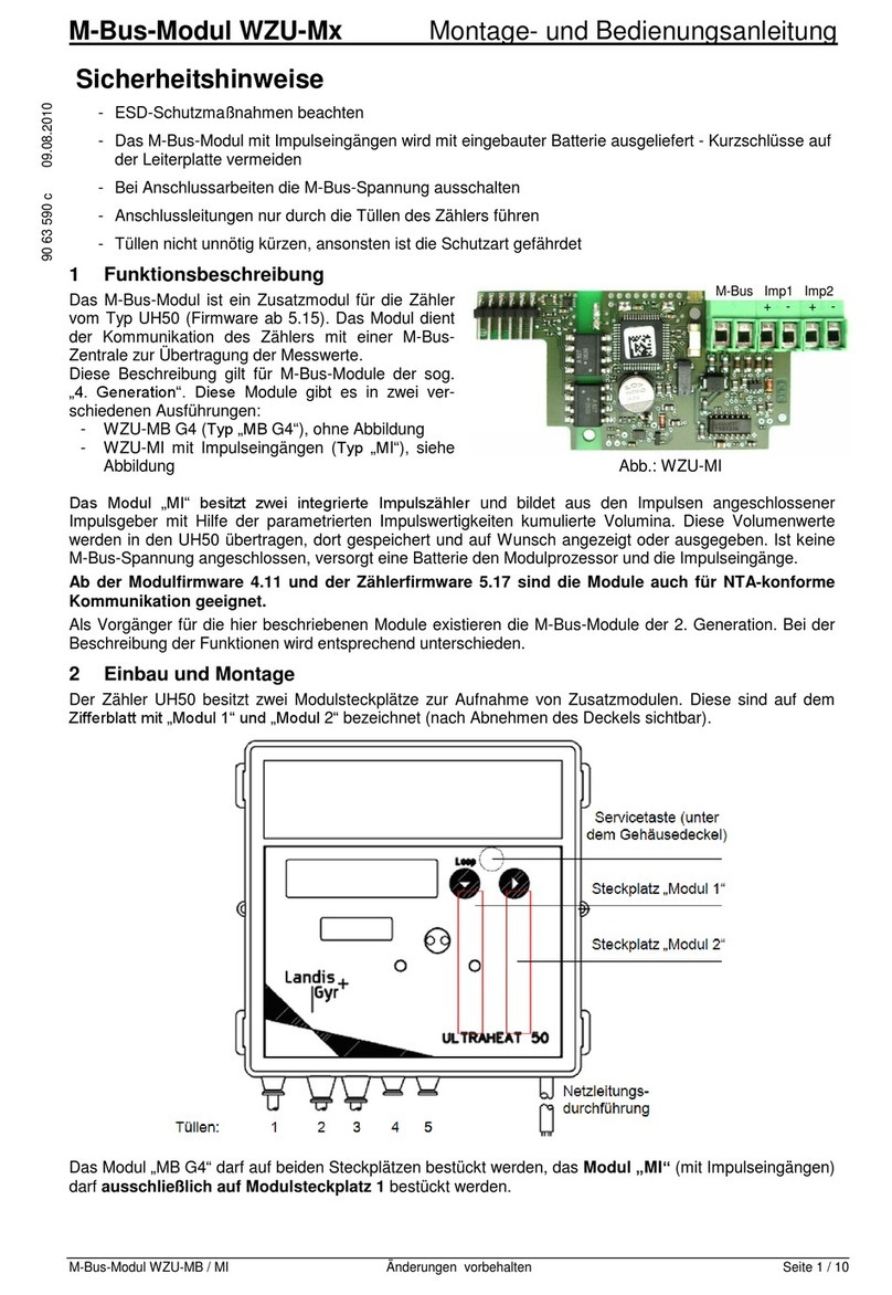 Landis+Gyr WZU-M Series Installation and operating guide Landis+Gyr WZU-M Series Installation and operating guide