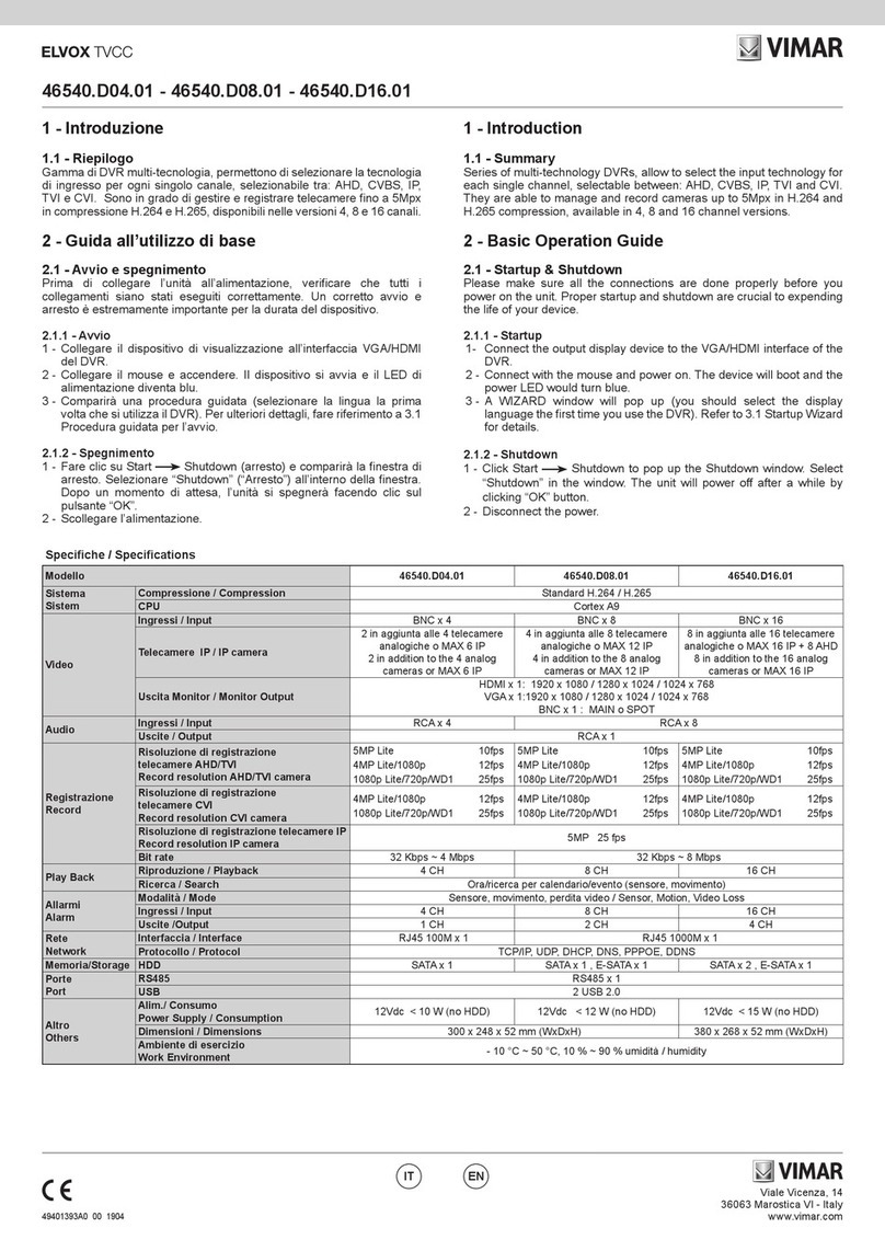 Vimar ELVOX TVCC 46540.D04.01 User manual
