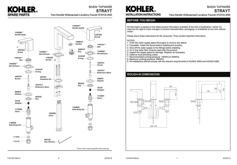 Kohler STRAYT 37331A-4ND User manual