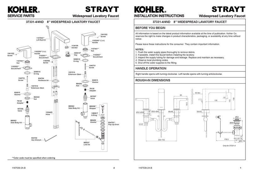 Kohler STRAYT 37331-4 installation instructions