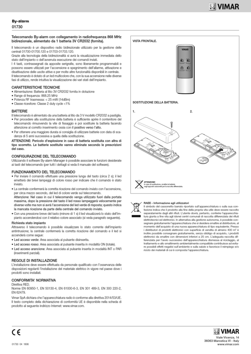 Vimar By-alarm 01730 User manual Vimar By-alarm 01730 User manual
