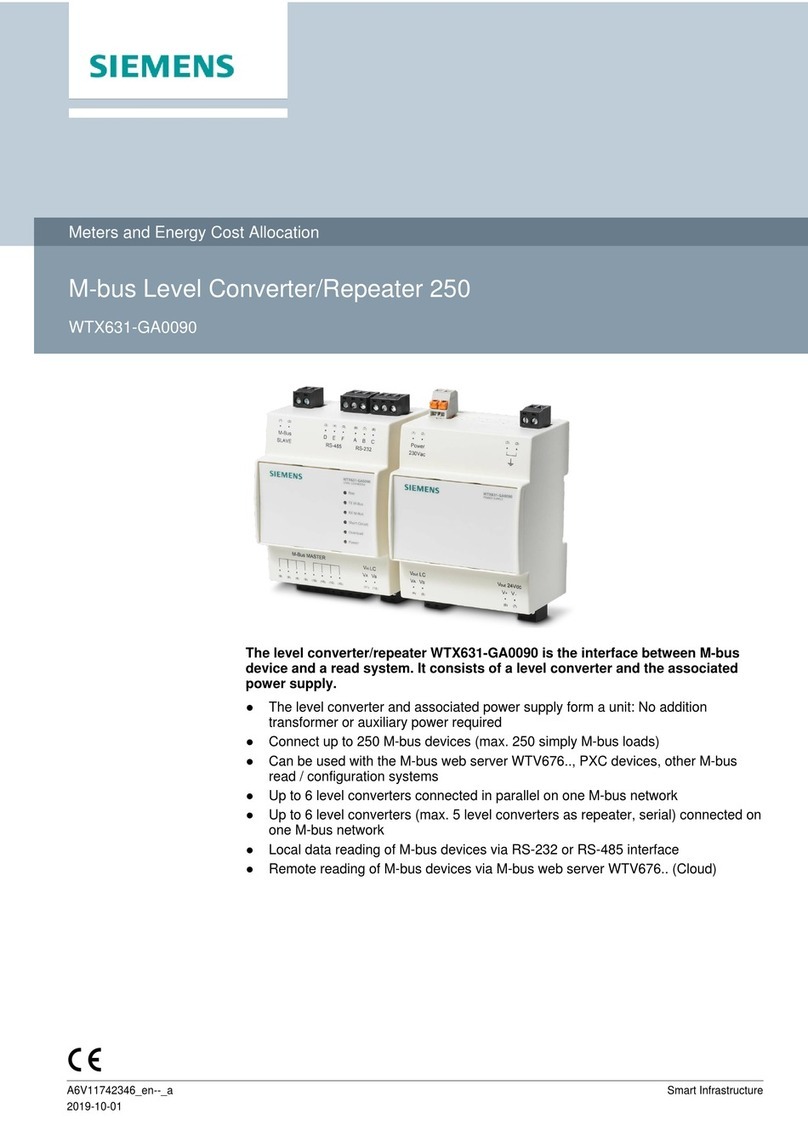 Siemens M-bus Level Converter/Repeater 250 manual