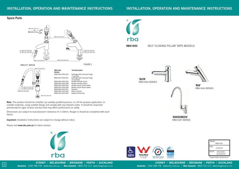 rba ALFA RBA1043 Series Installation, operation and maintenance instructions