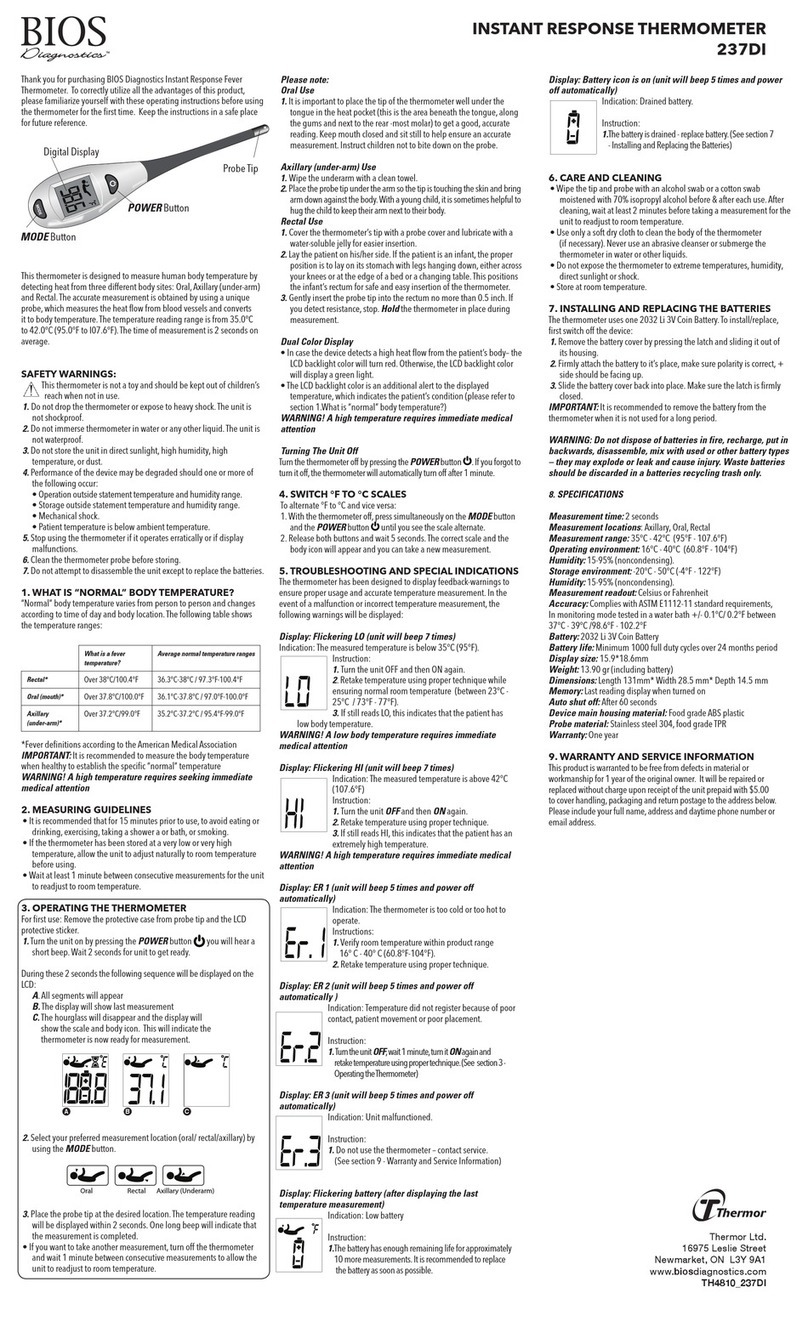 Thermor BIOS Diagnostics 237DI quick start guide