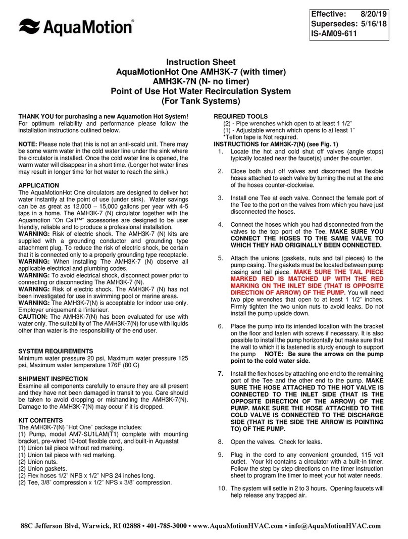 AQUAMOTION AquaMotionHot One AMH3K-7 instruction sheet