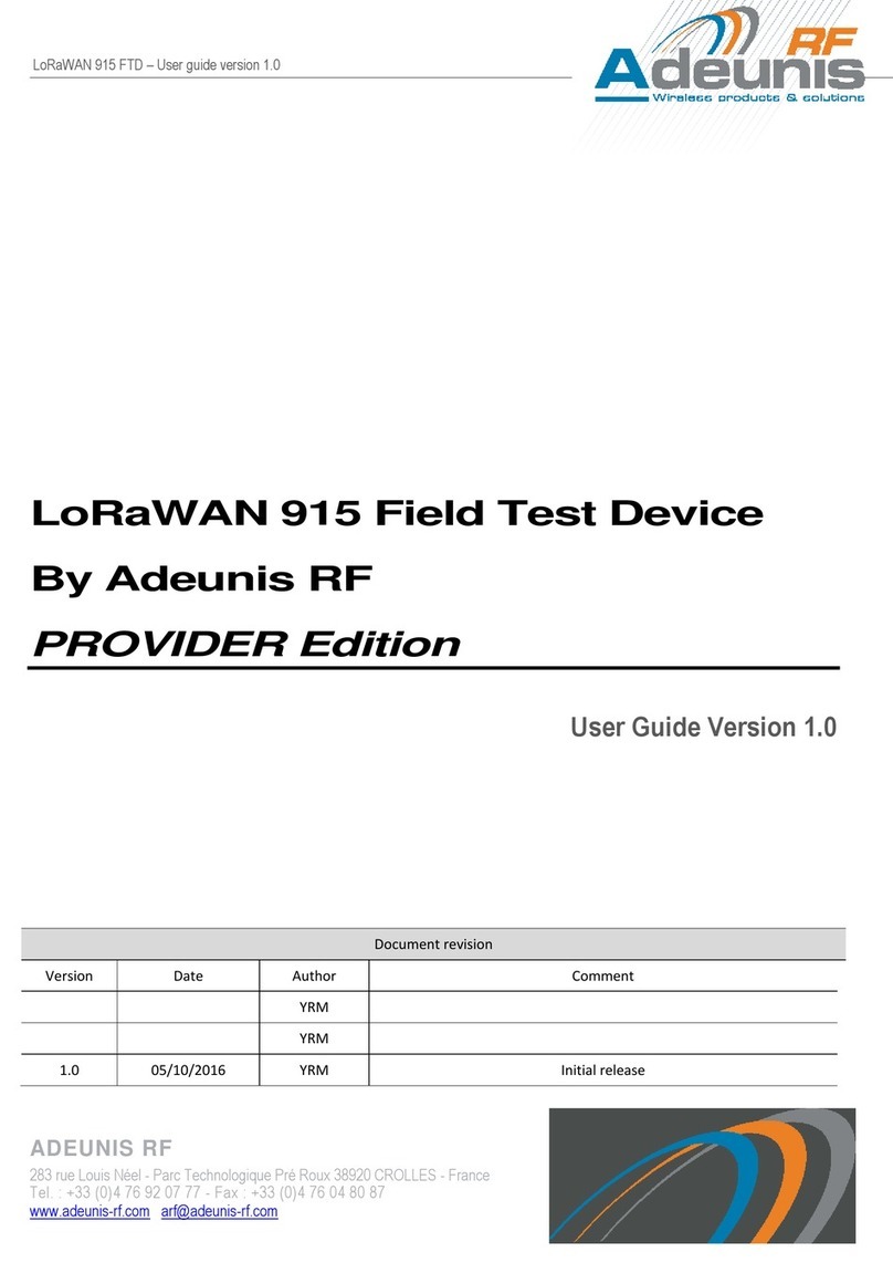 Adeunis RF LoRaWAN 915 FTD User manual
