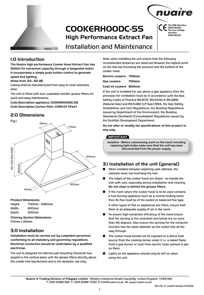 NuAire COOKERHOODC-SS Instruction Manual