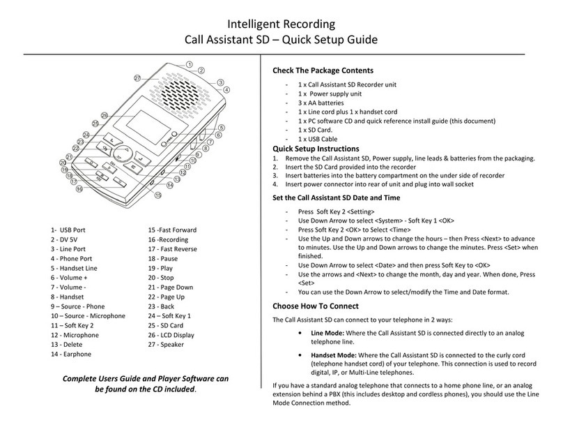 Intelligent Recording Call Assistant SD User manual