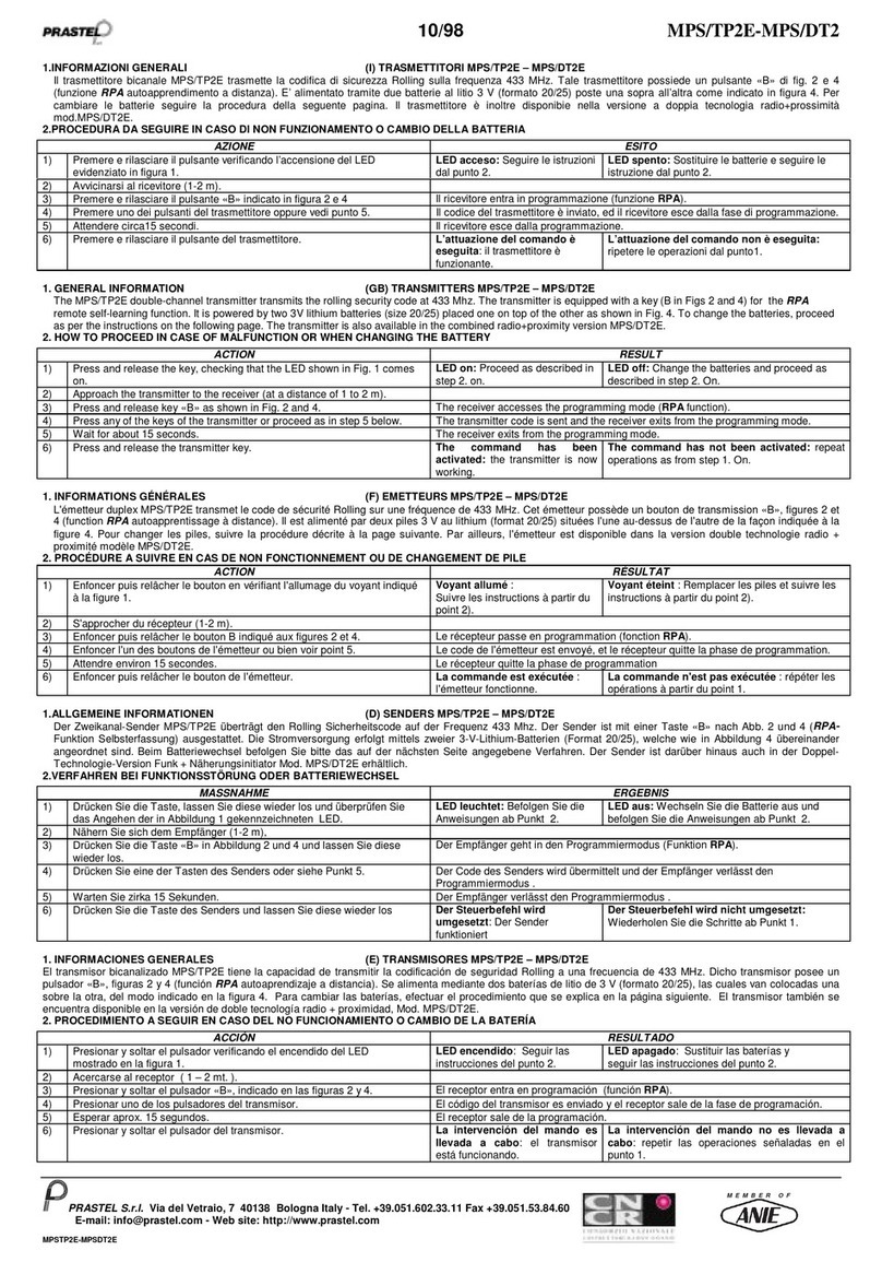 PRASTEL MPS/TP2E manual
