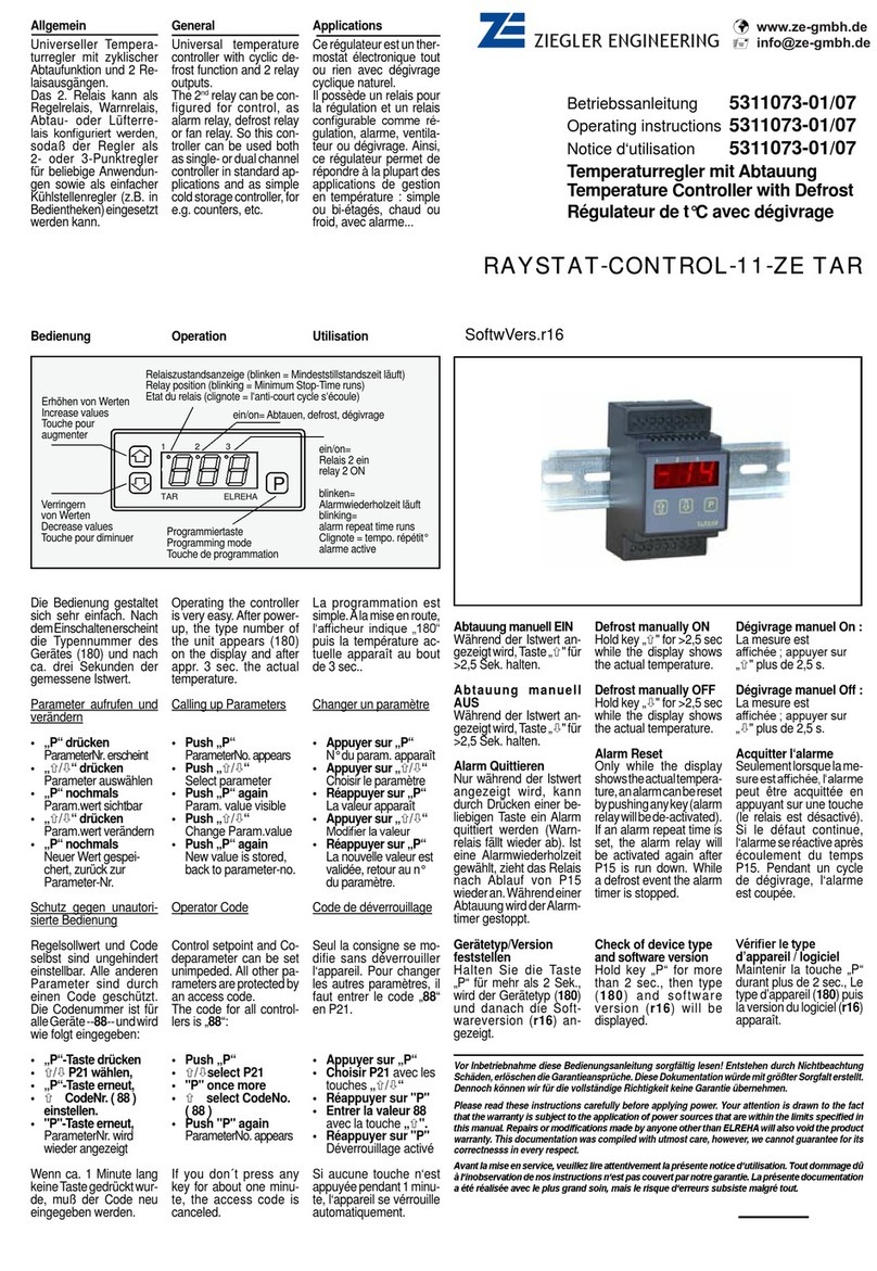 Ziegler RAYSTAT-CONTROL-11-ZE TAR User manual