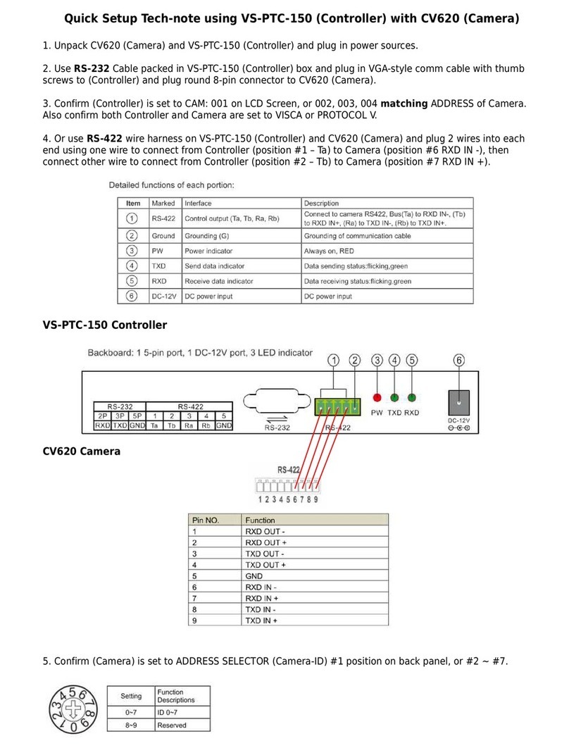 Marshall Electronics VS-PTC-150 Quick Setup Tech-note