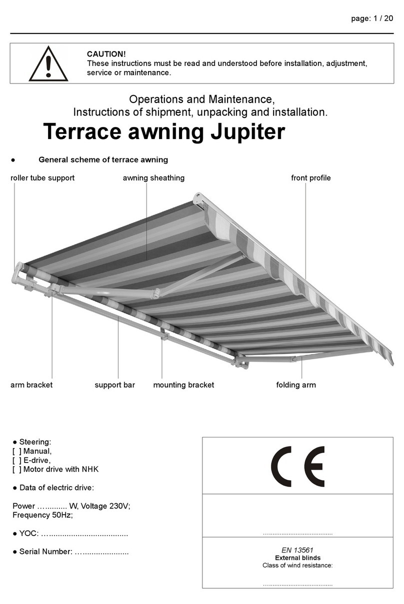 Jalousie-Welt Jupiter Operations and Maintenance, Instructions of shipment, unpacking and installation