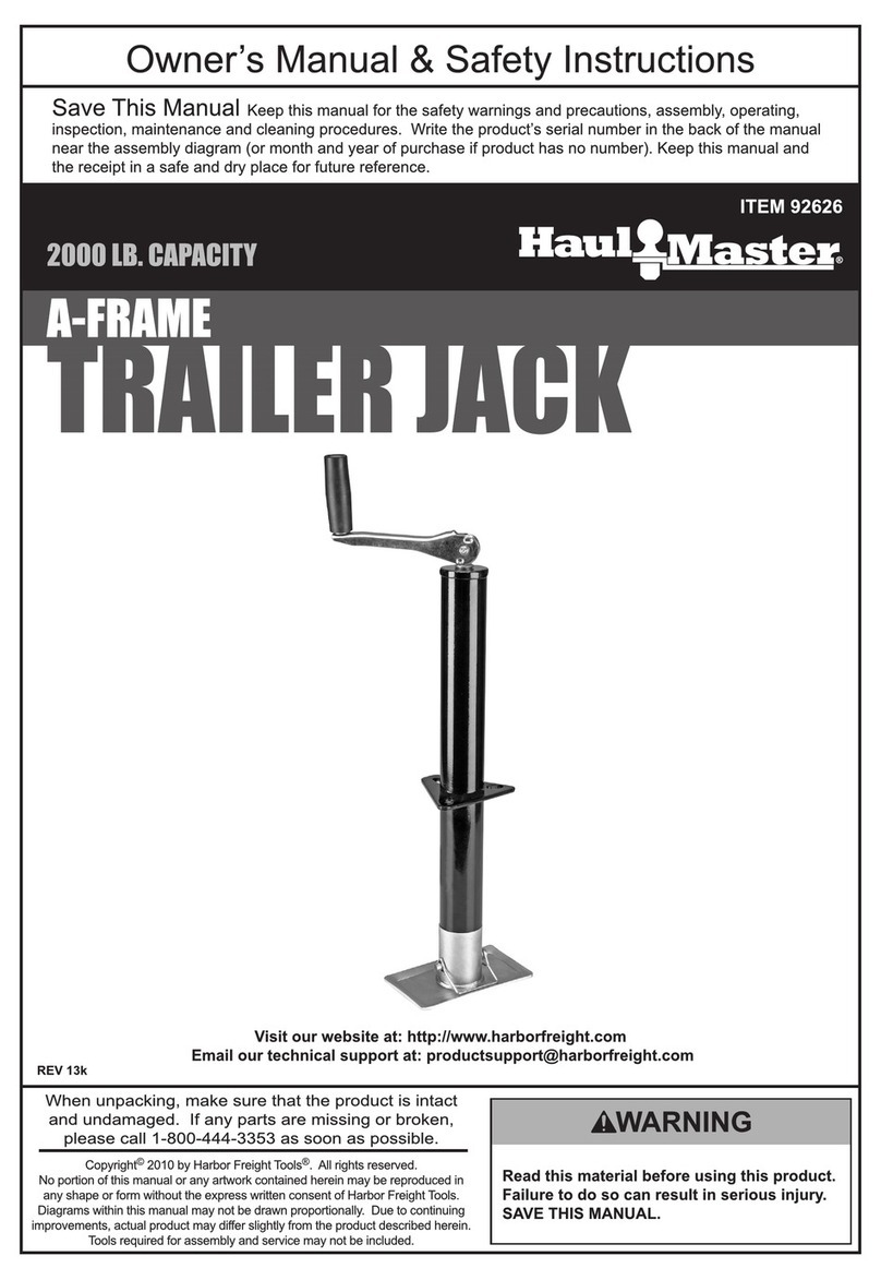 HAUL MASTER 2000 LB. A-Frame Trailer Jack Owner's manual & safety instructions HAUL MASTER 2000 LB. A-Frame Trailer Jack Owner's manual & safety instructions