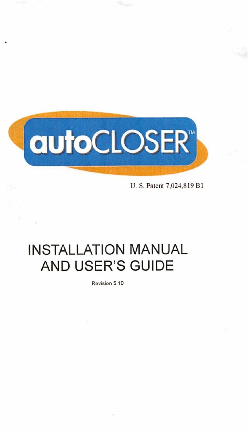 Xceltronix autoCLOSER Series Installation manual and user's guide