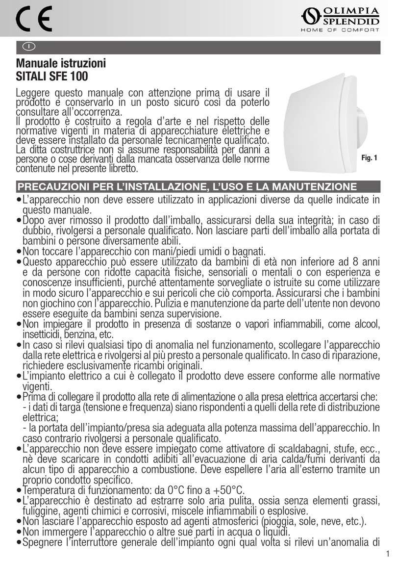 Olimpia splendid SITALI SFE 100 installation manual