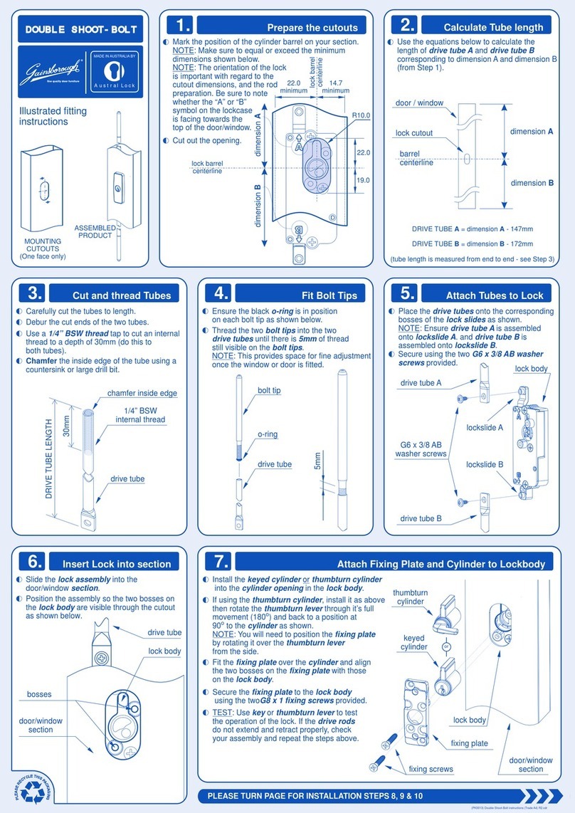 Gainsborough Austral Lock Double Shoot-Bolt ILLUSTRATED FITTING INSTRUCTIONS