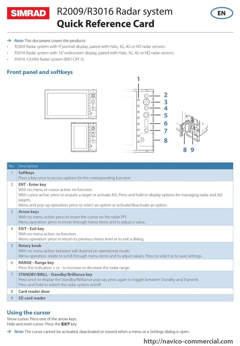 Simrad R2009 Quick reference card Simrad R2009 Quick reference card