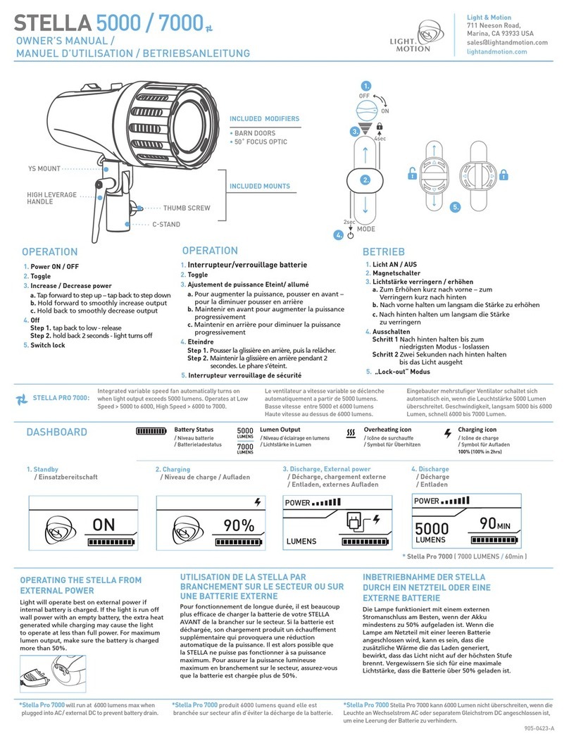 Light & Motion STELLA 5000 owner's manual