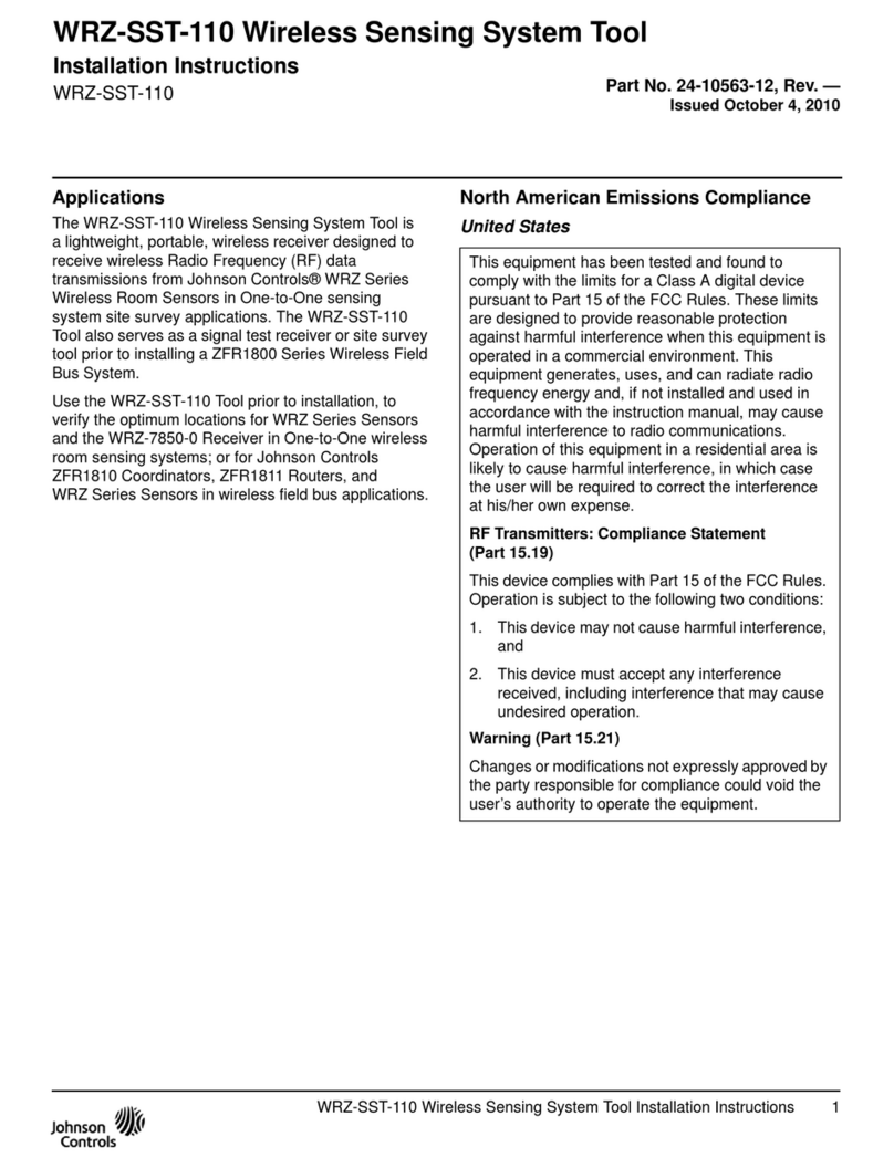 Johnson Controls WRZ-SST-110 installation instructions Johnson Controls WRZ-SST-110 installation instructions