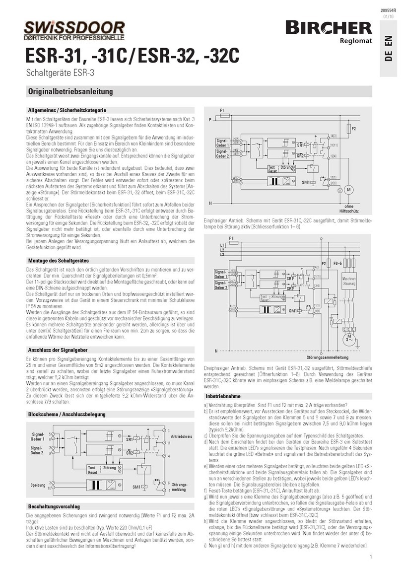 Bircher Reglomat SWiSSDOOR ESR-3 Series Translation of the original instructions