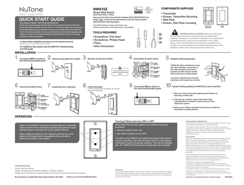 NuTone SMART HOME Series quick start guide