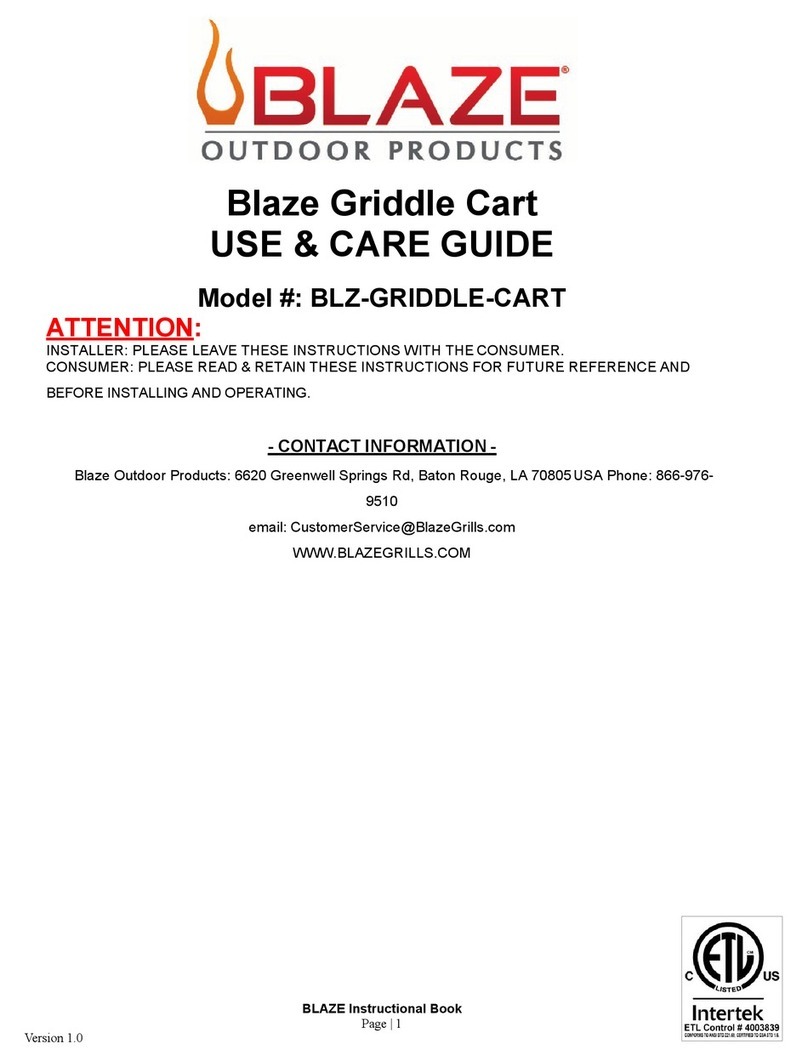 Blaze BLZ-GRIDDLE-CART Use & care guide Blaze BLZ-GRIDDLE-CART Use & care guide