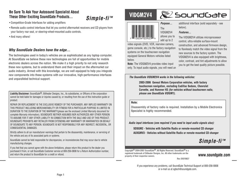 SoundGate VIDGM2V4 instructions