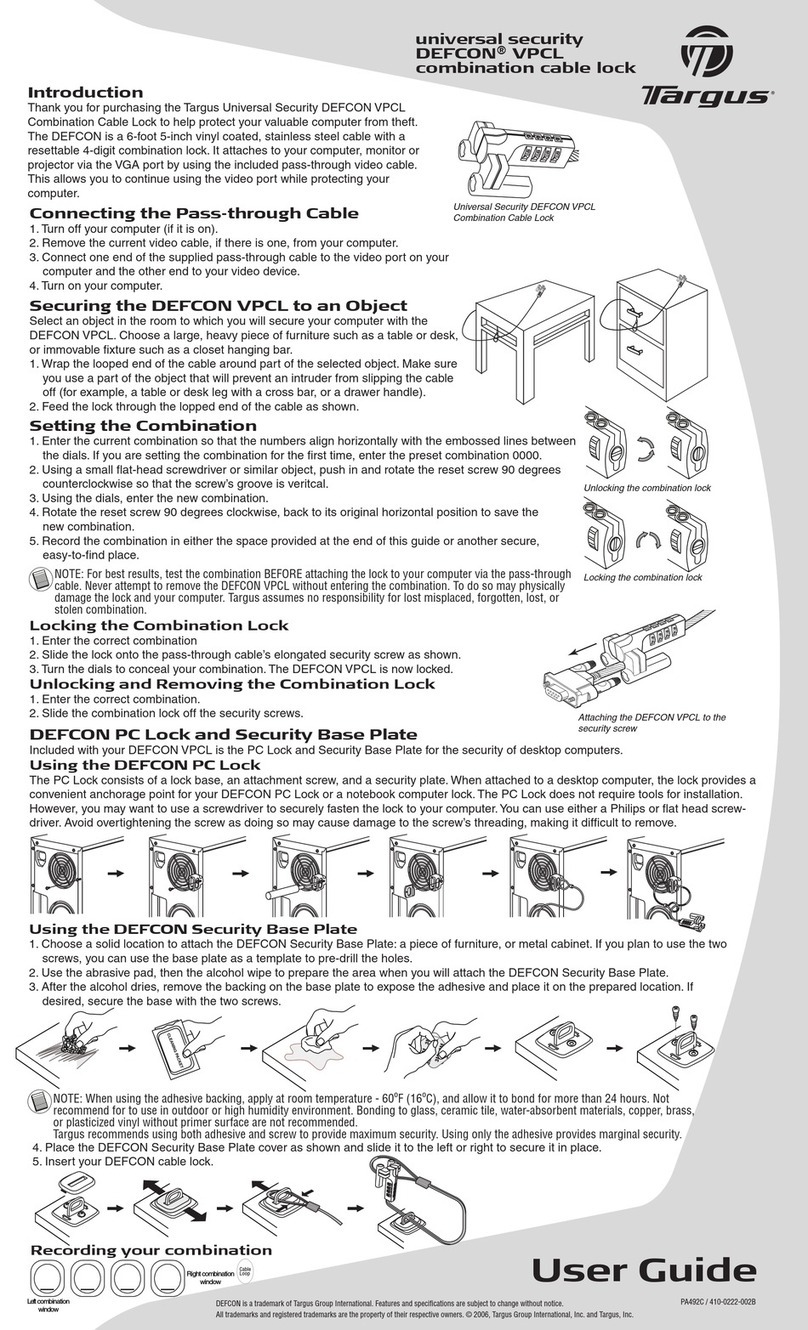 Targus DEFCON VPCL User manual