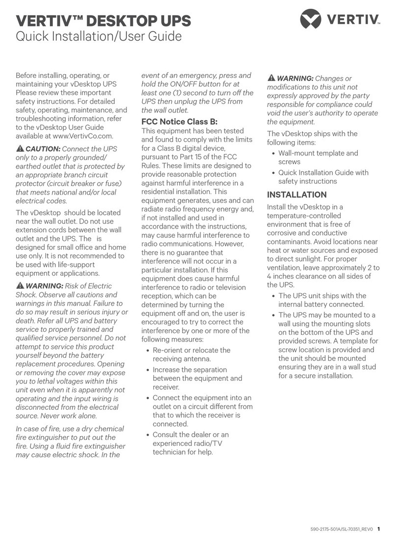 Vertiv Desktop UPS Quick installation and user guide