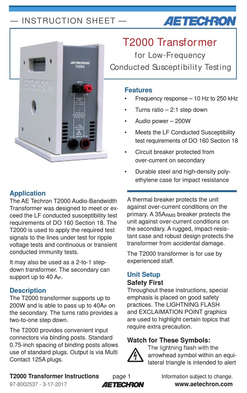 Aetechron T2000 instruction sheet