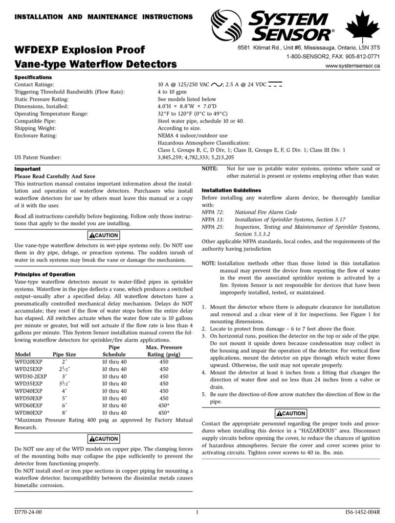 System Sensor WFDEXP Installation and maintenance instructions