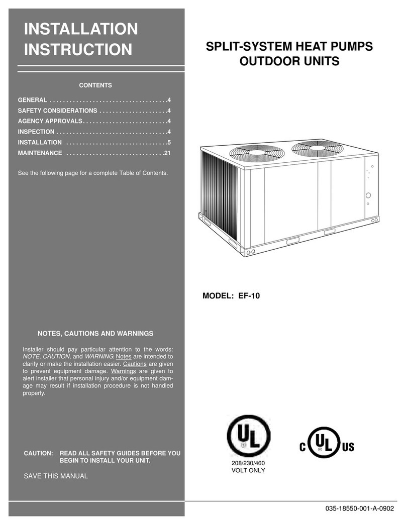 Unitary products group EF-10 Installation instruction