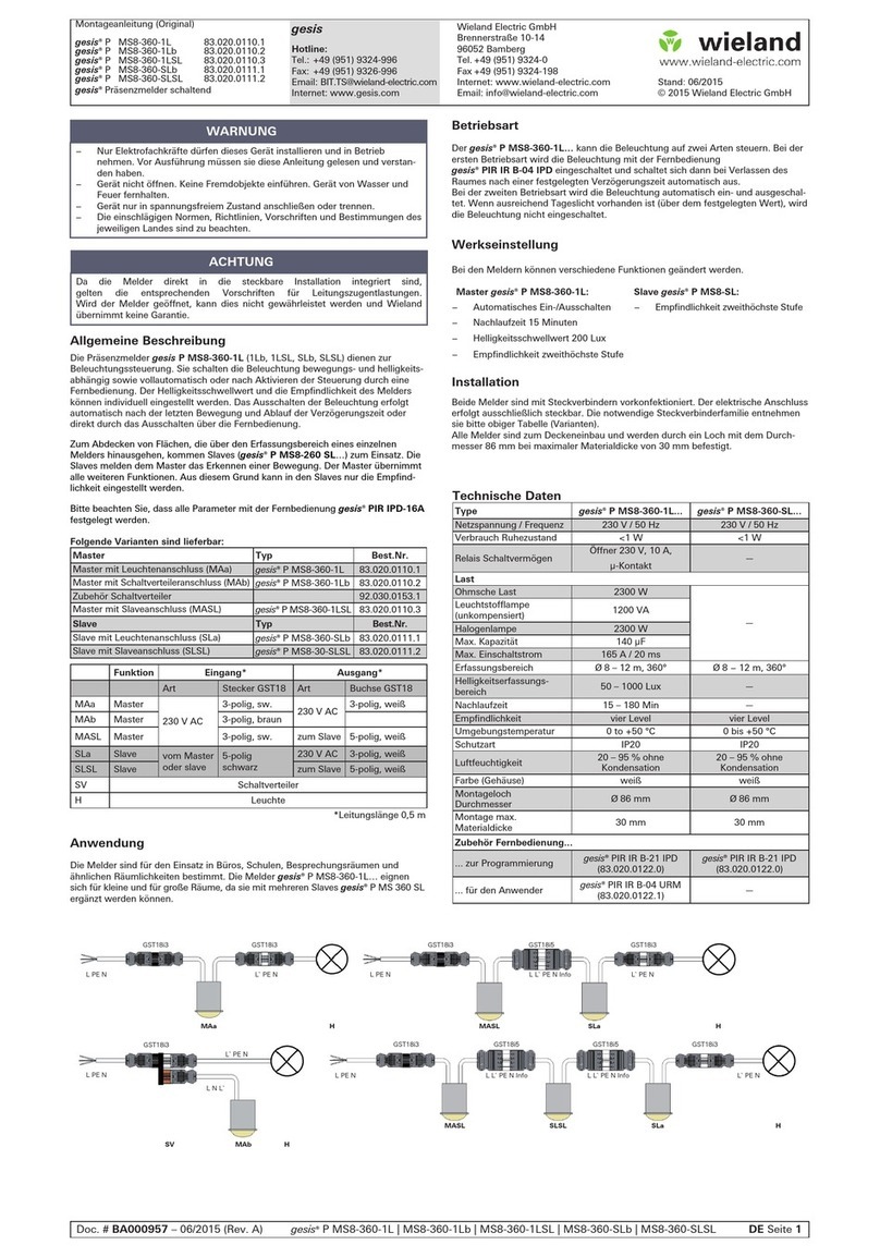 Wieland gesis P MS8-360-1L installation instructions