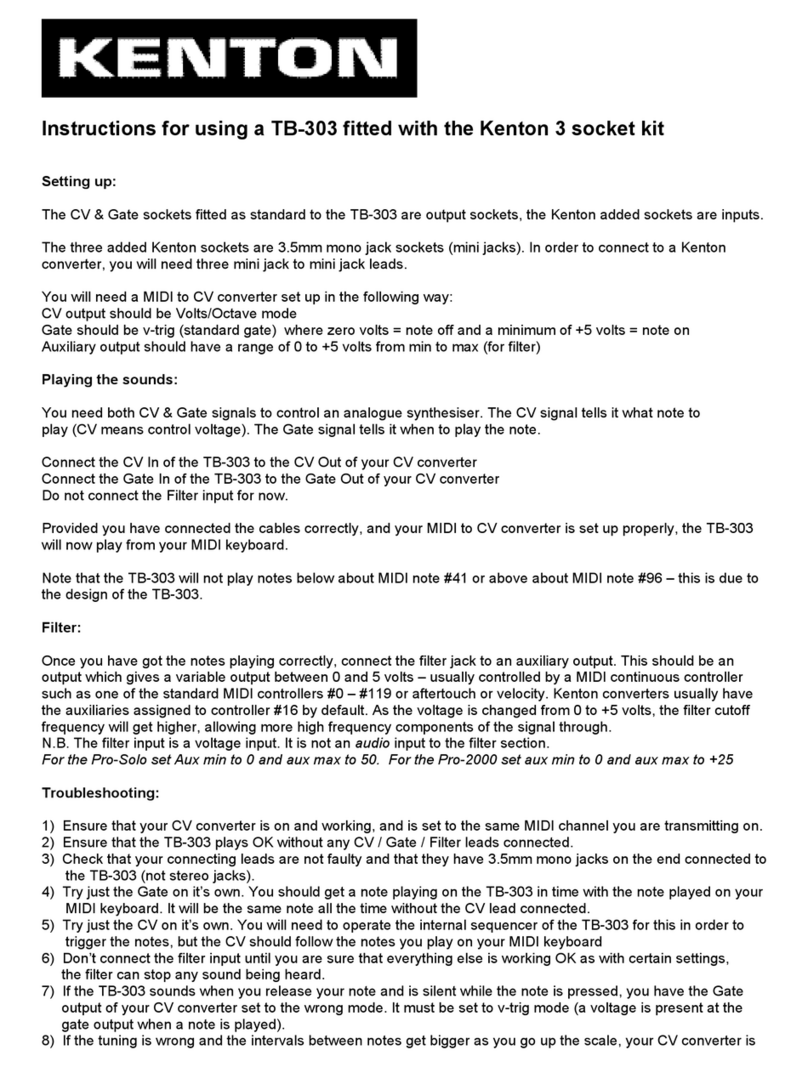 Kenton TB-303 Instructions for using