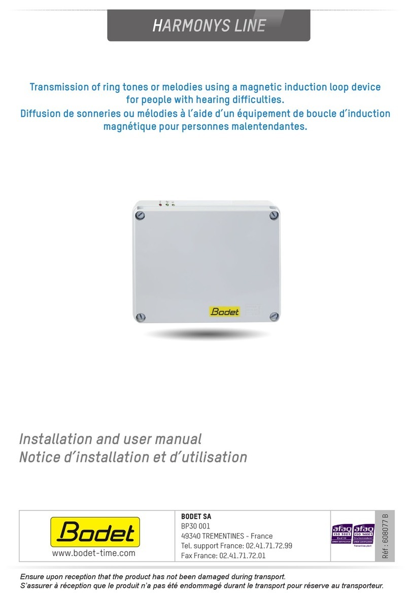 Bodet harmonys Installation and user manual Bodet harmonys Installation and user manual