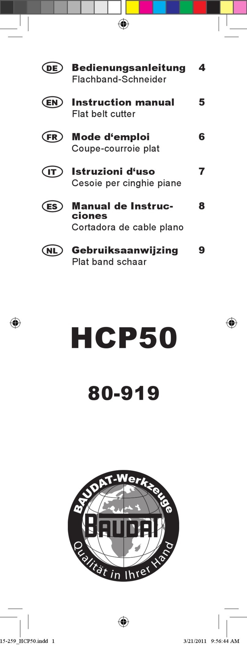 Baudat HCP50 instruction manual