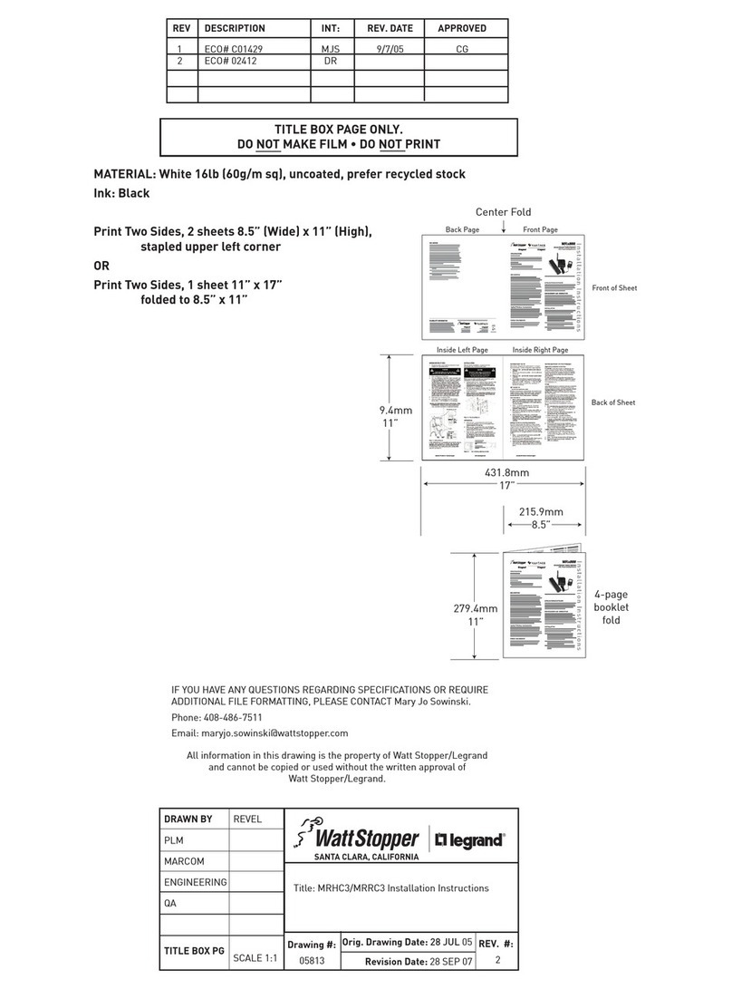 LEGRAND VANTAGE MRHC3 installation instructions