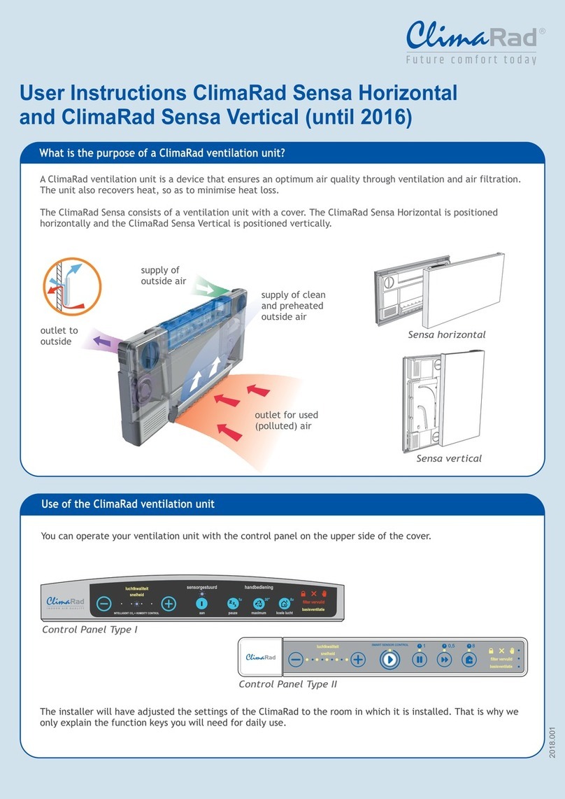 ClimaRad Sensa Horizontal User instructions