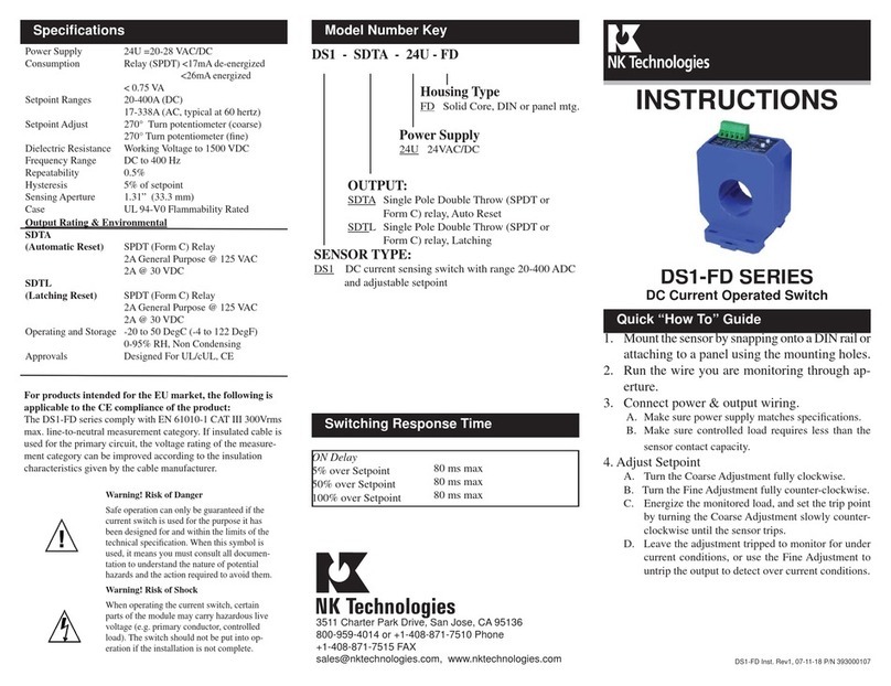 NK TECHNOLOGIES DS1-FD Series instructions