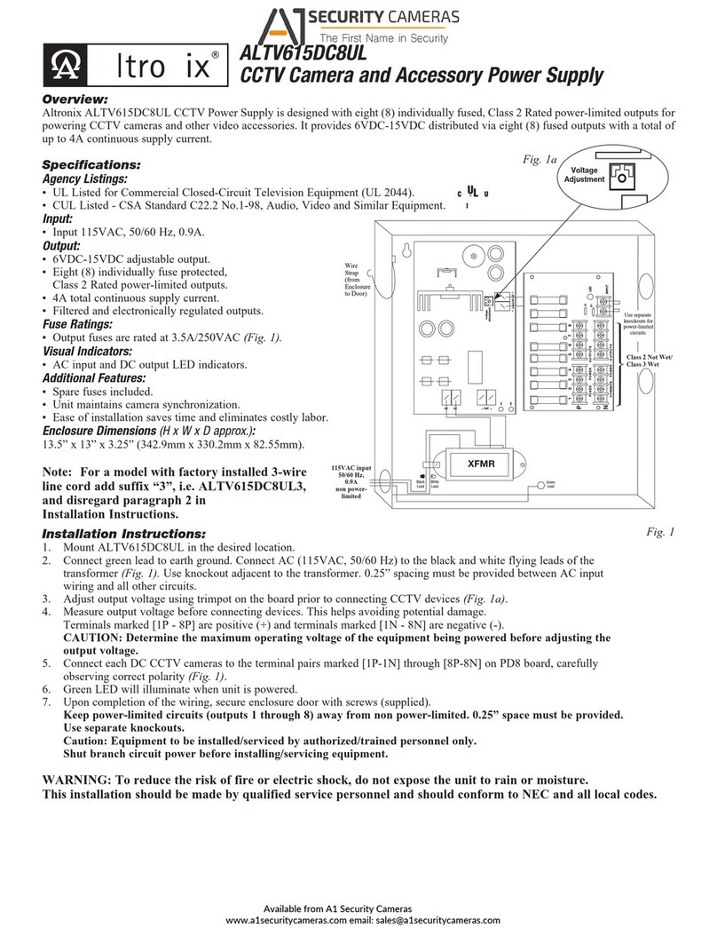 A1 Security Cameras Altronix ALTV615DC8UL User manual