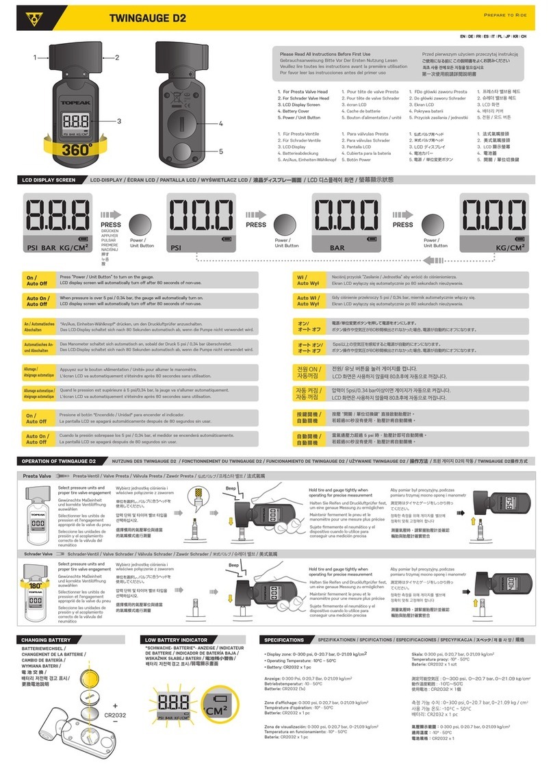 Topeak TWINGAUGE D2 quick start guide