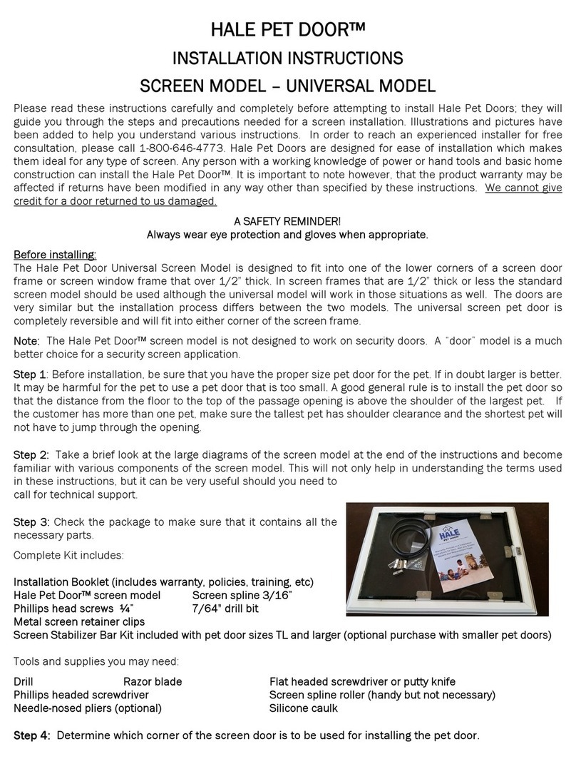HALE PET DOOR installation instructions HALE PET DOOR installation instructions