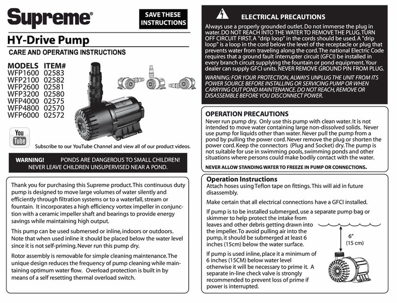SUPREME WFP1600 Care and operating instructions
